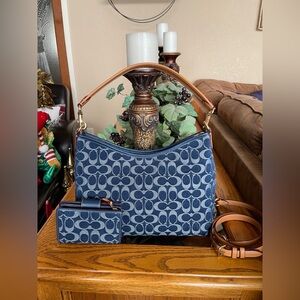 Reserved for @ozuale. Coach Laurel Signature Denim Shoulder Bag & Wallet